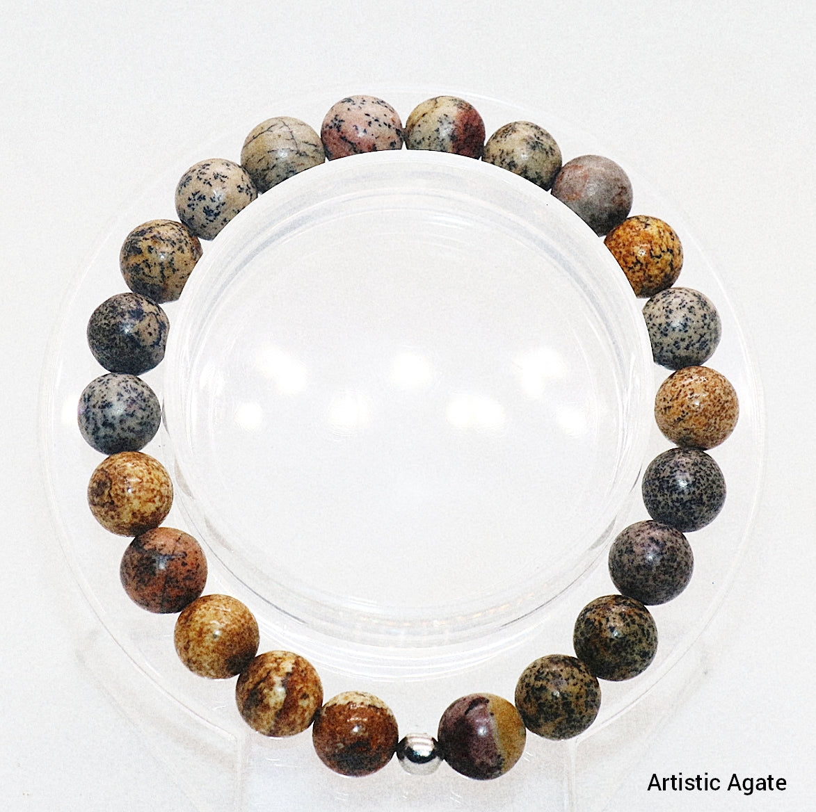 Pulsera de piedra preciosa de jaspe artístico marrón