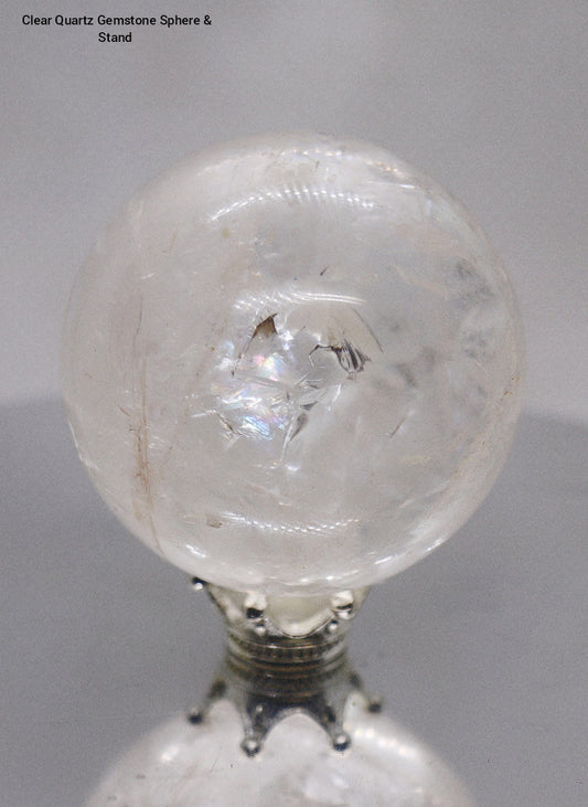 35 - 45mm & 50mm Clear Quartz Gemstone Spheres & Clear Square Sphere Stand