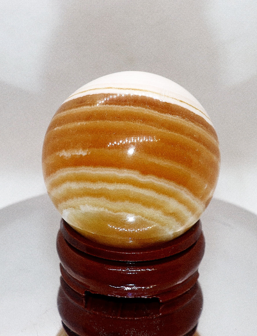 63mm Honey Calcite Gemstone Sphere & Stand