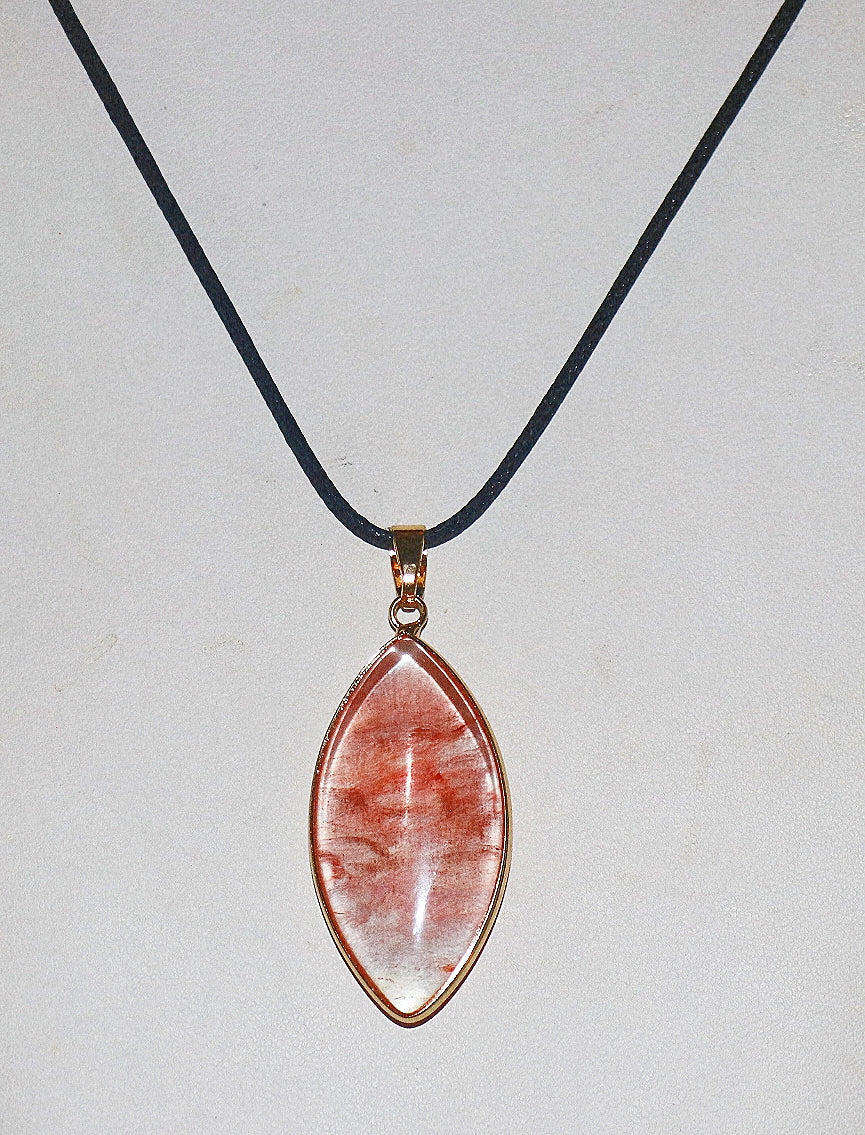 Strawberry Quartz Gemstone Pendant & Necklace