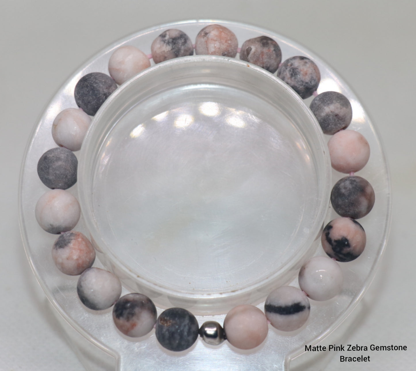 Pulsera de piedras preciosas de cebra rosa