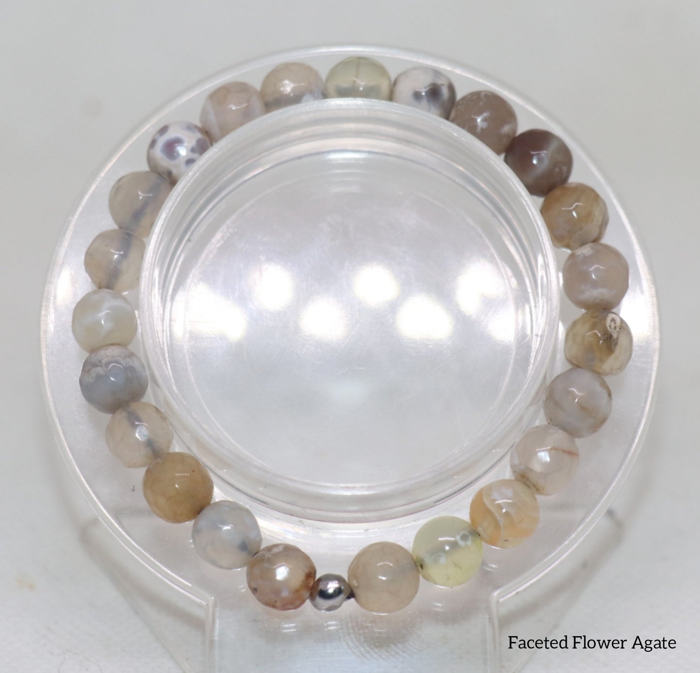 Pulseras de piedras preciosas de ágata con flores facetadas