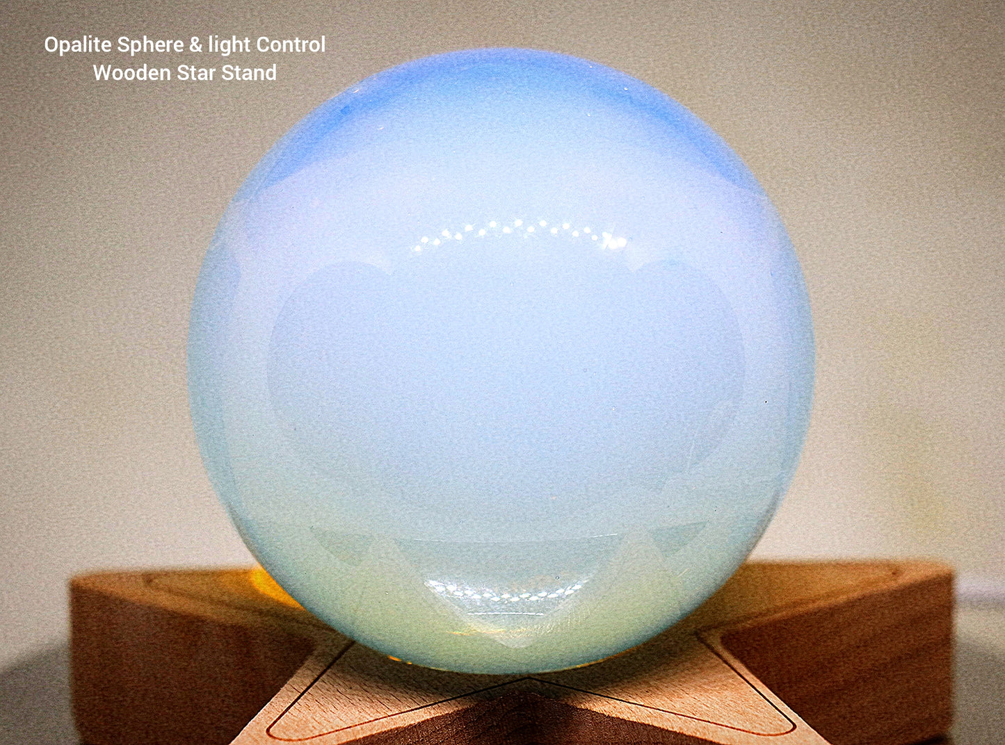 60 - 70mm Opalite Sphere & Light Control Wooden Star Stand