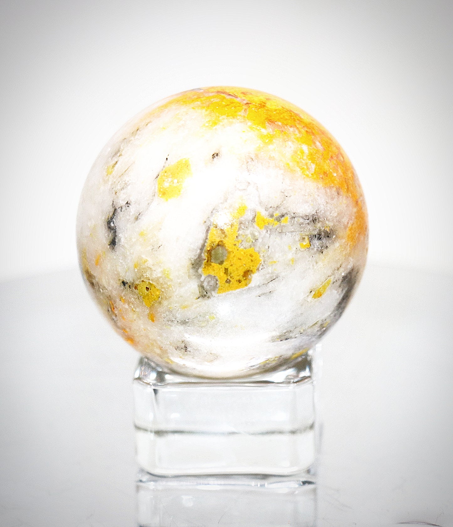 Esfera de piedra preciosa de jaspe abejorro de 35 a 45 mm y soporte para esfera de vidrio