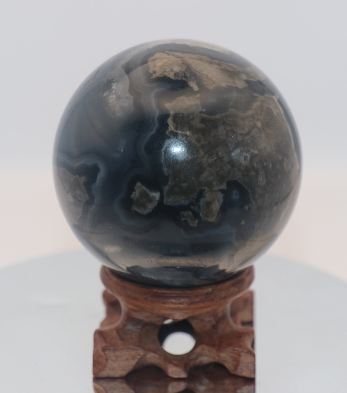 65mm Volcanic Agate With UV Light Reaction Gemstone Sphere