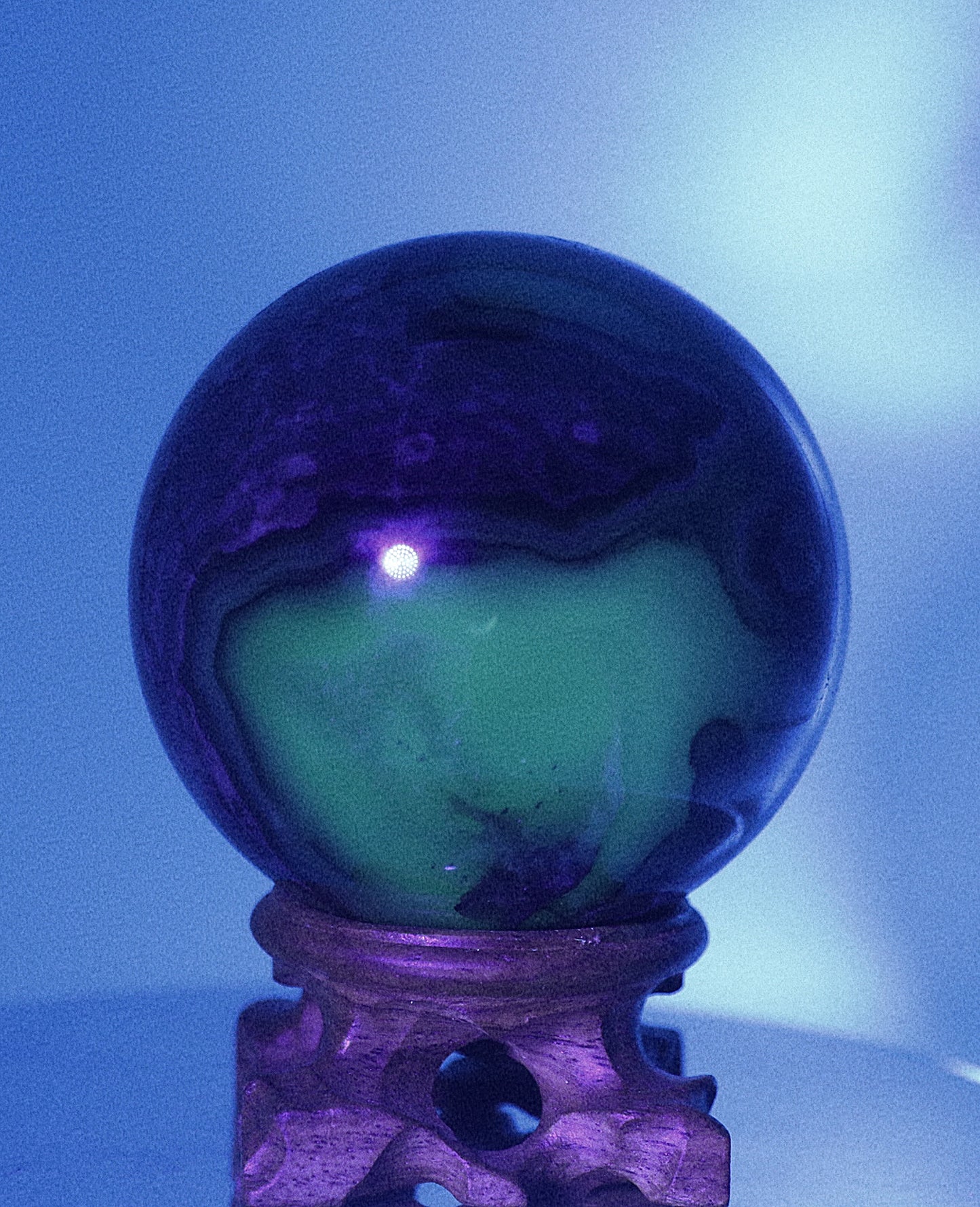 65mm Volcanic Agate With UV Light Reaction Gemstone Sphere