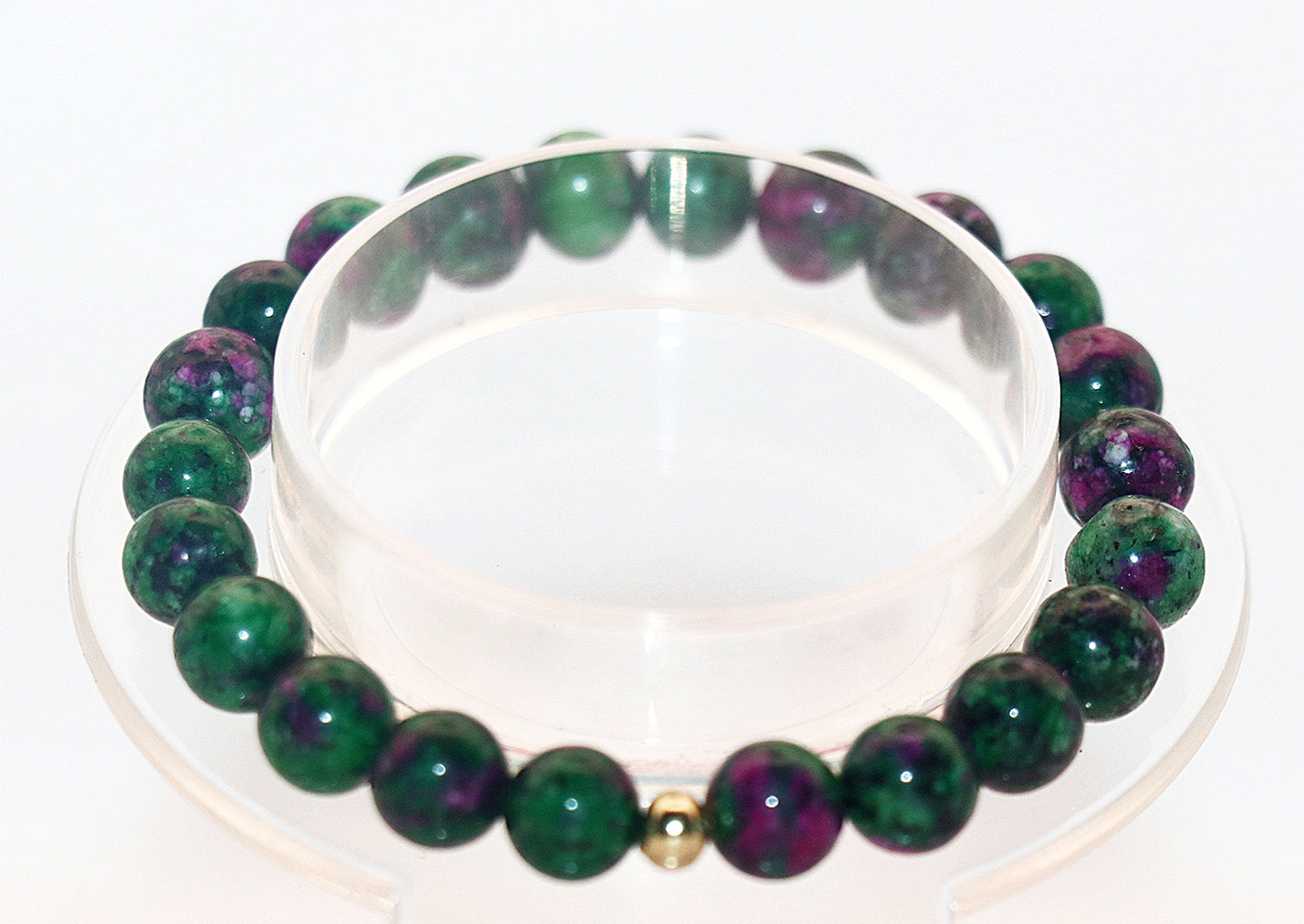 Pulsera de piedras preciosas de zoisita y rubí