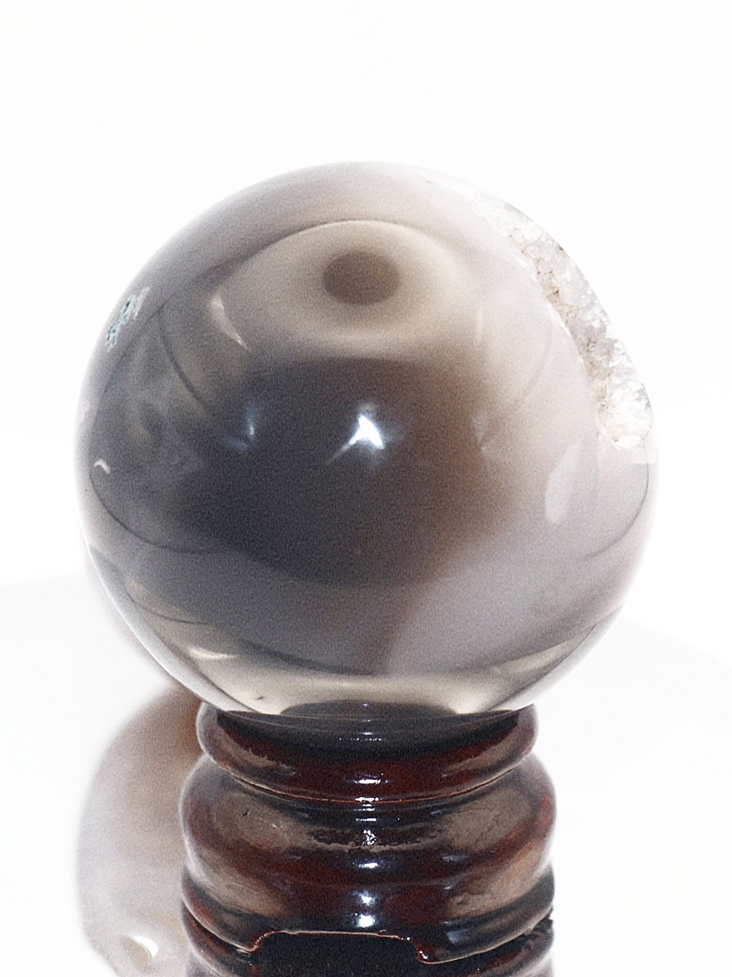 62mm Chalcedony Agate Gemstone Sphere & Stand & Chalcedony Agate Gemstone Specimen