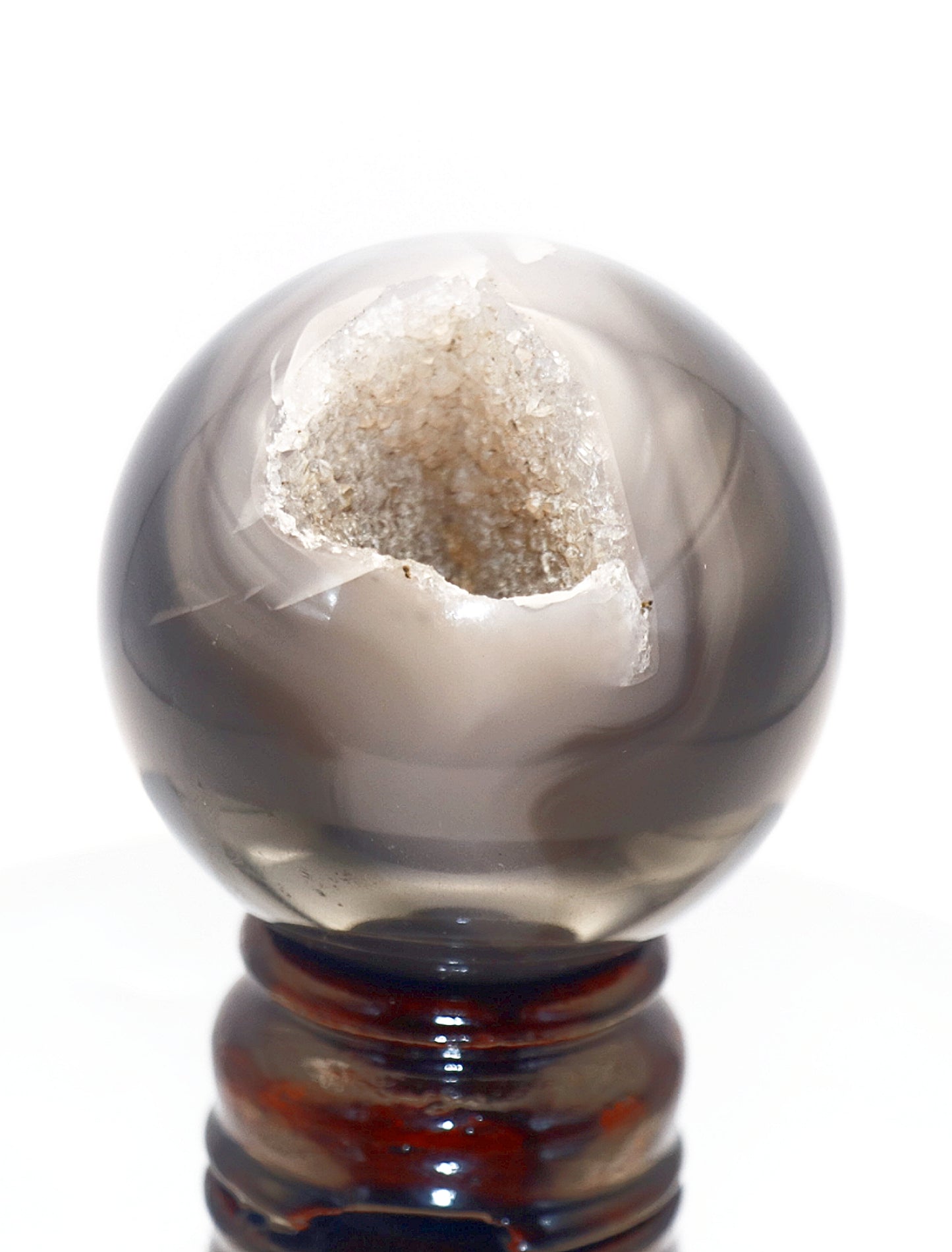 62mm Chalcedony Agate Gemstone Sphere & Stand & Chalcedony Agate Gemstone Specimen