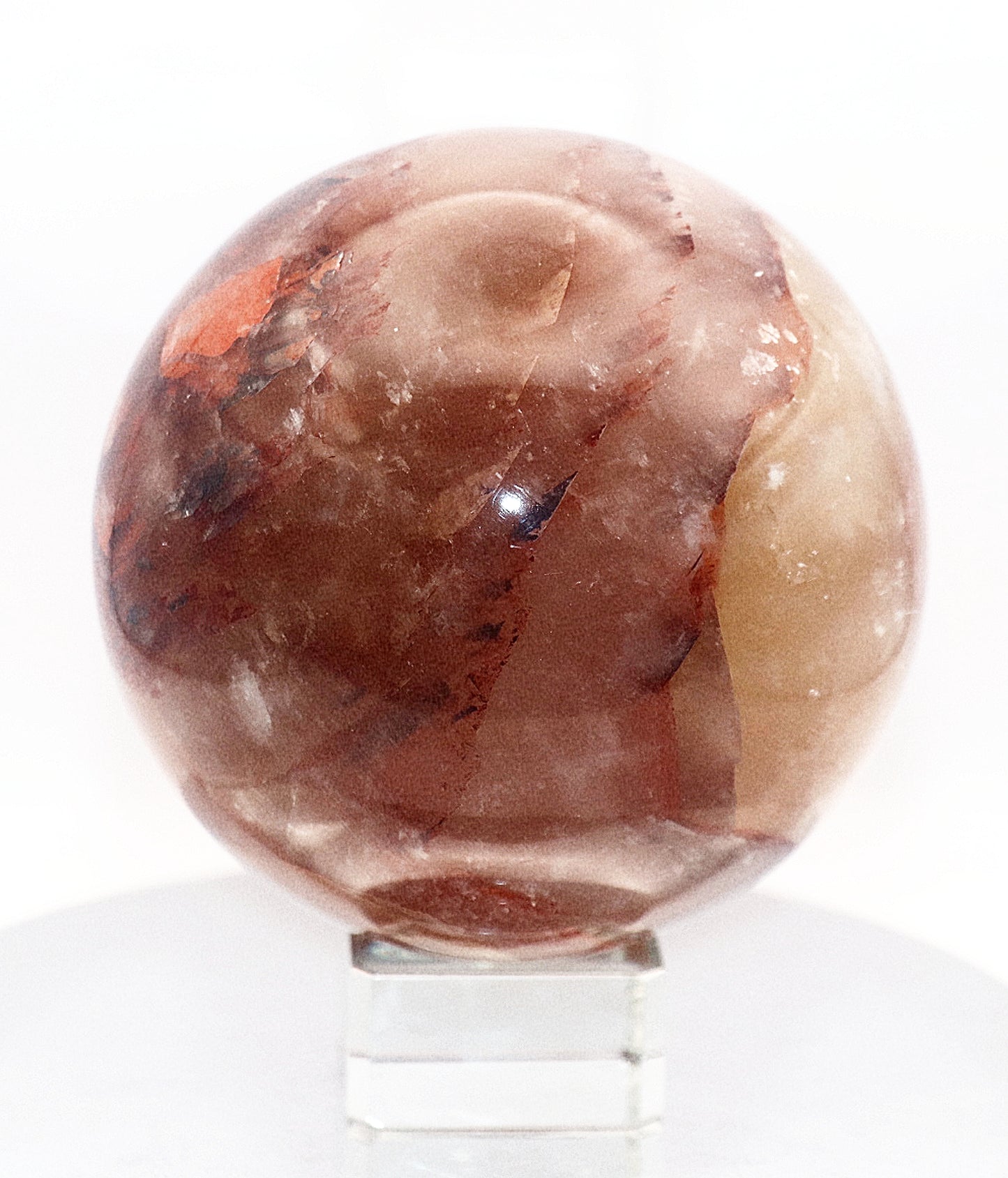 70 - 80mm 90mm Fire Quartz and Golden Healer Gemstone Sphere & Glass Square Sphere Stand