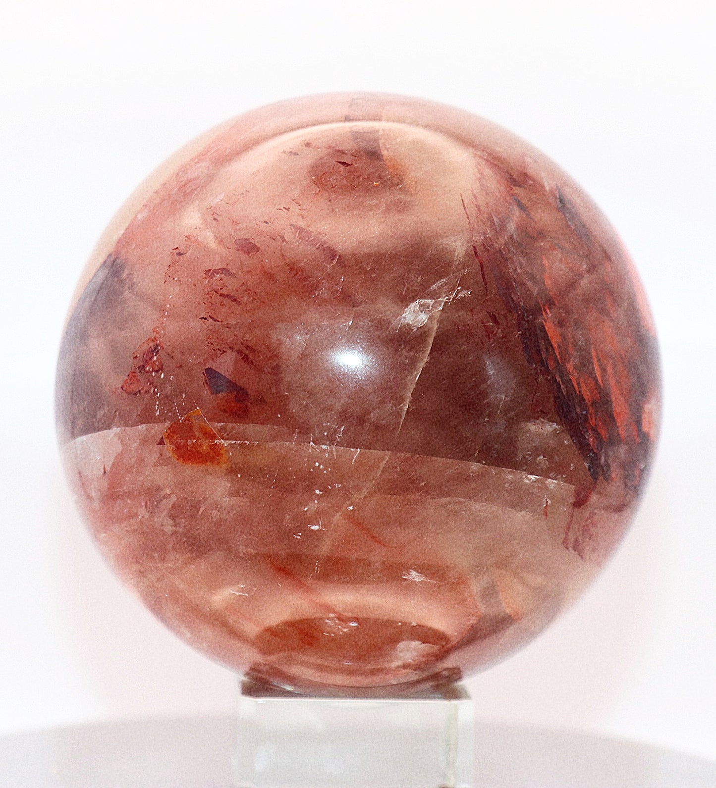 70 - 80mm 90mm Fire Quartz and Golden Healer Gemstone Sphere & Glass Square Sphere Stand