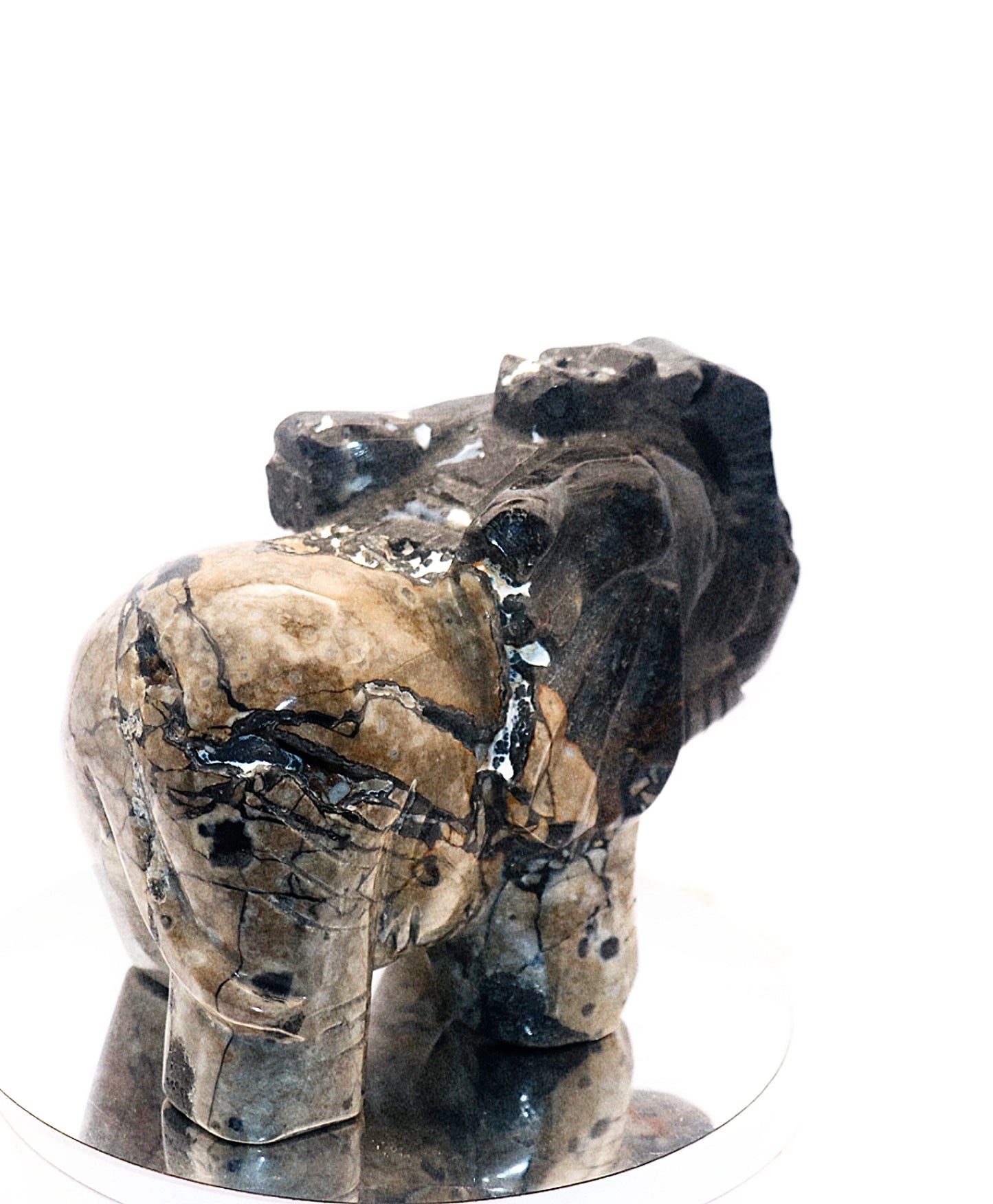 Rare Volcanic Agate UV Light Reaction Gemstone Druzy Carved Elephant