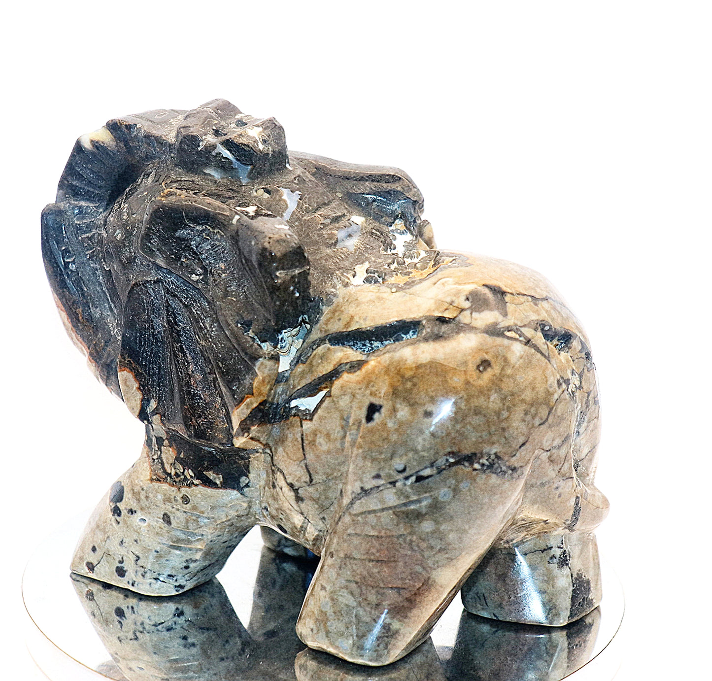 Rare Volcanic Agate UV Light Reaction Gemstone Druzy Carved Elephant