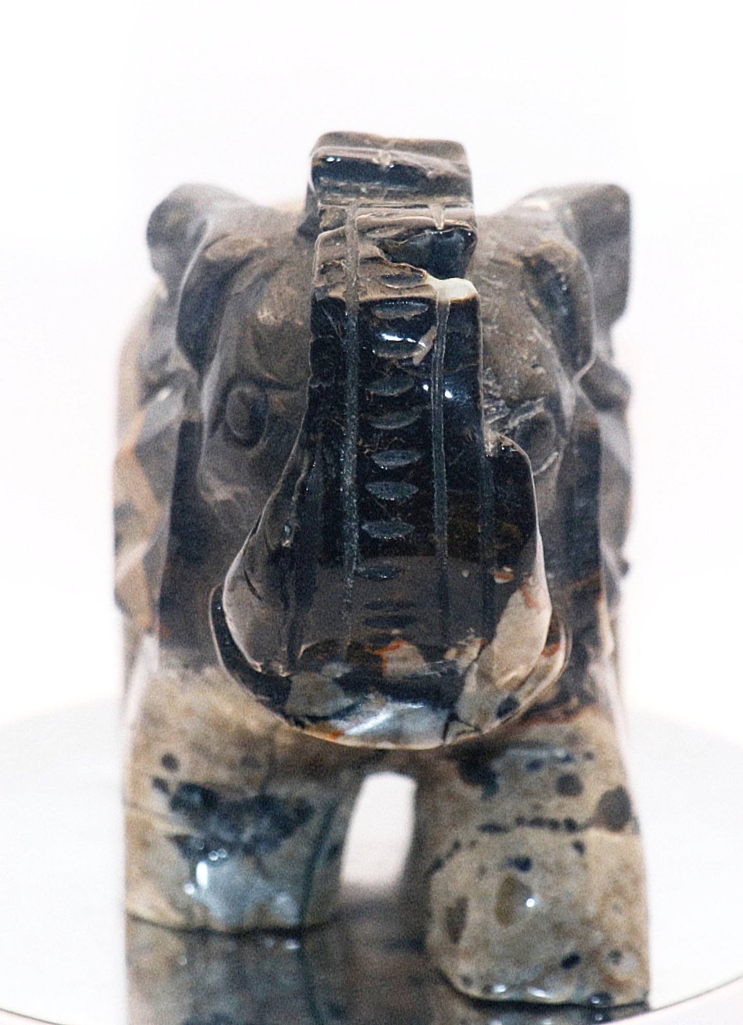 Rare Volcanic Agate UV Light Reaction Gemstone Druzy Carved Elephant