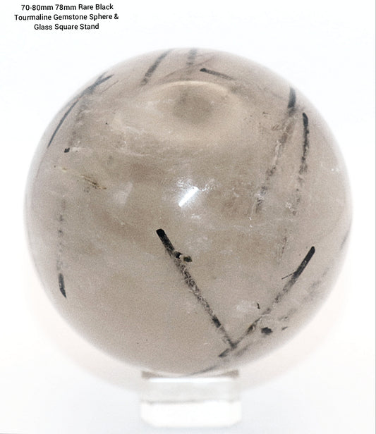 Rare 70 - 80mm 58mm - 78mm - 88mm Black Tourmaline Gemstone Spheres & Stand