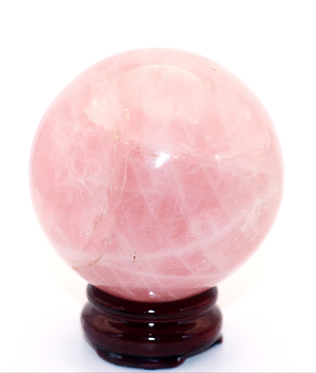70 - 80mm 93mm Rose Quartz Gemstone Sphere & Stand
