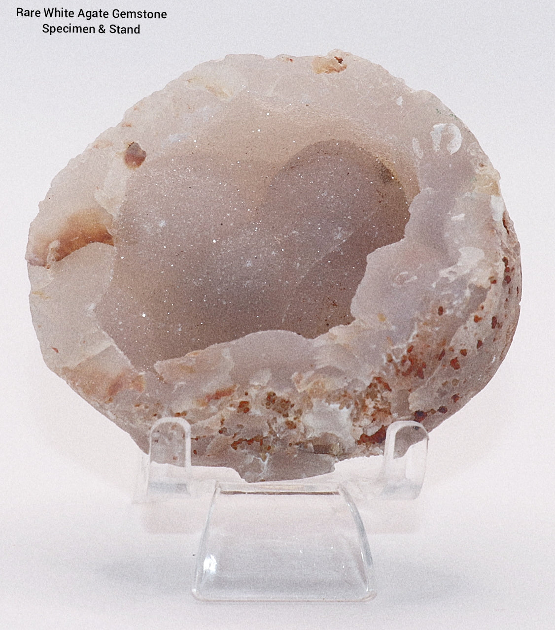 Rare White Agate Gemstone Specimen & Stand