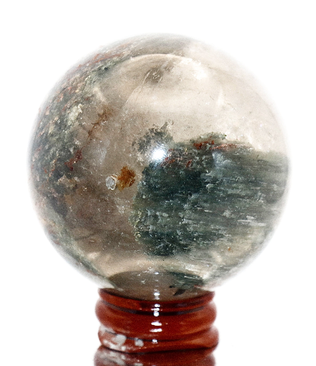 60-70mm - 70-80mm Rare Garden Quartz Gemstone Spheres & Circular Wooden Stand