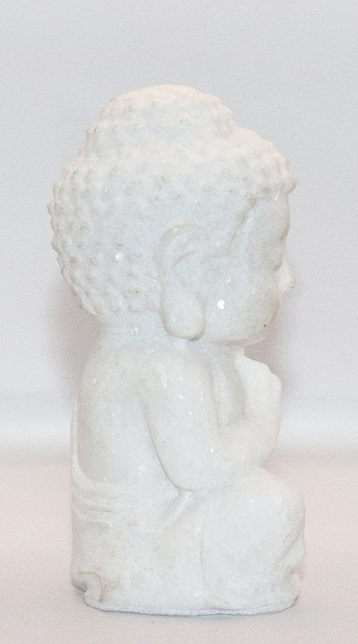 White Jade Gemstone Carved of Buddha Meditating