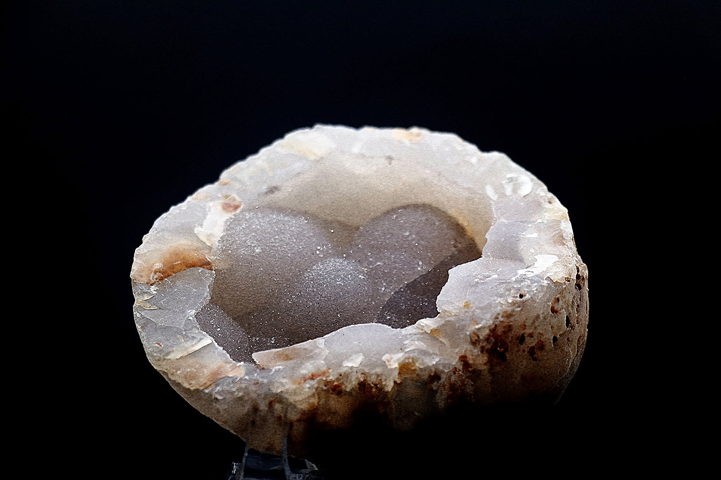 Rare White Agate Gemstone Specimen & Stand
