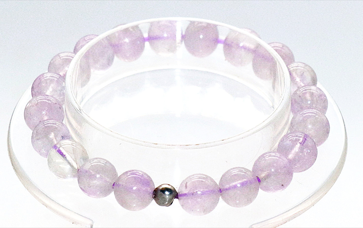 Lavender Amethyst Fussed Clear Quartz Gemstone Bracelet