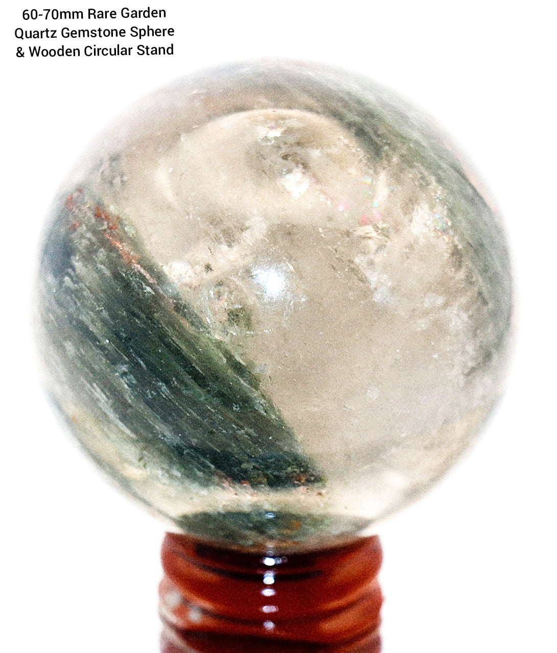 60-70mm - 70-80mm Rare Garden Quartz Gemstone Spheres & Circular Wooden Stand