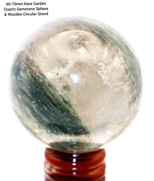 60-70mm - 70-80mm Rare Garden Quartz Gemstone Spheres & Circular Wooden Stand