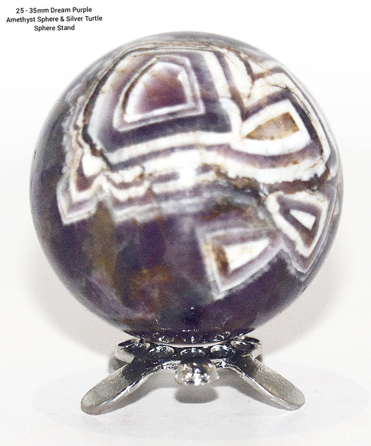 35 - 45mm Dream Purple Amethyst Sphere & Silver Turtle Sphere Stand