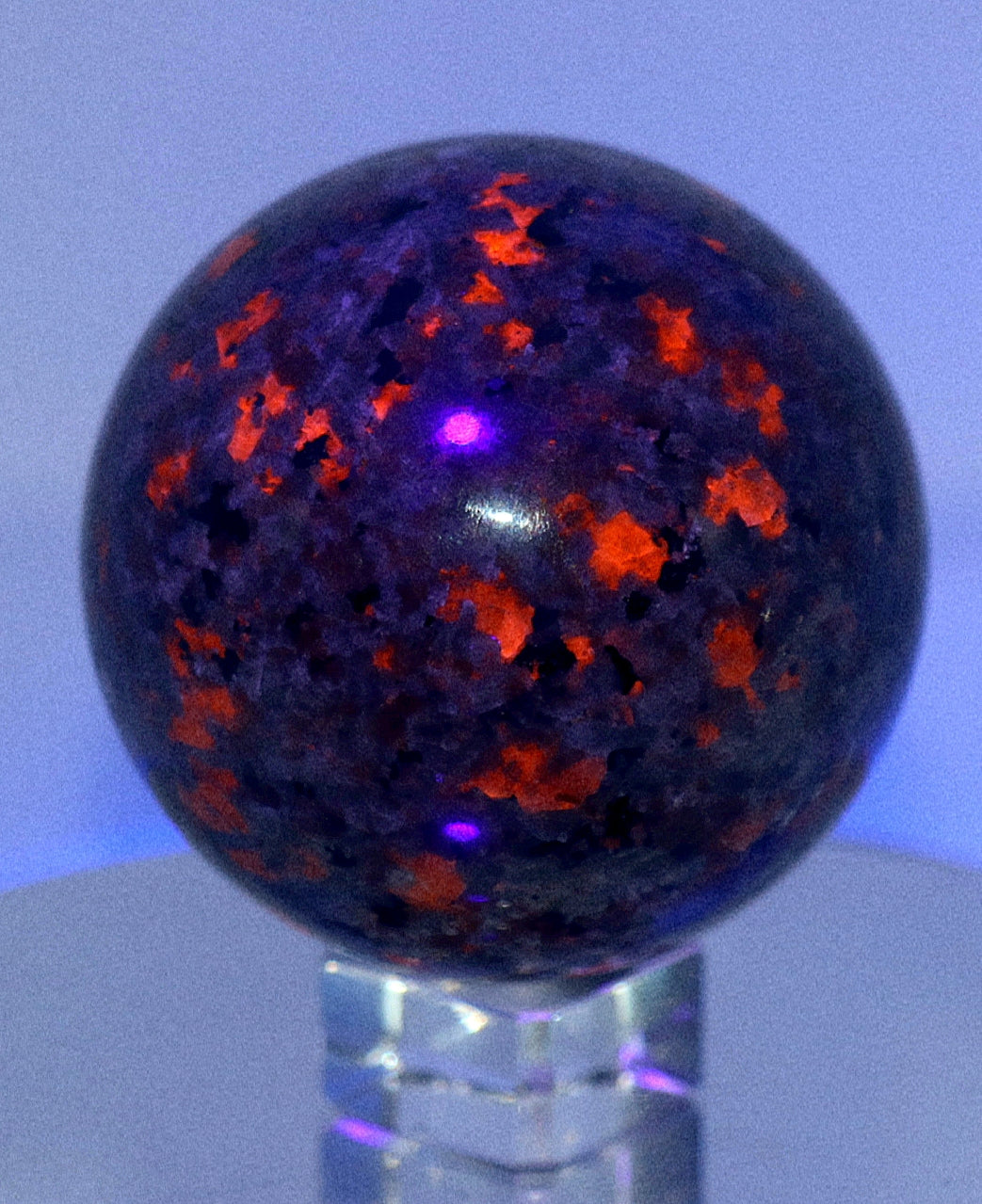 60-70mm Yooperlite UV Light Shine Gemstone Sphere & Stand
