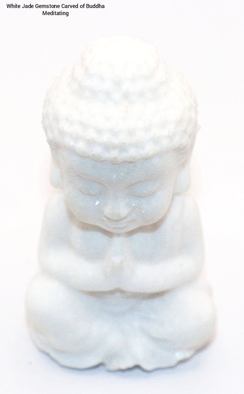 White Jade Gemstone Carved of Buddha Meditating