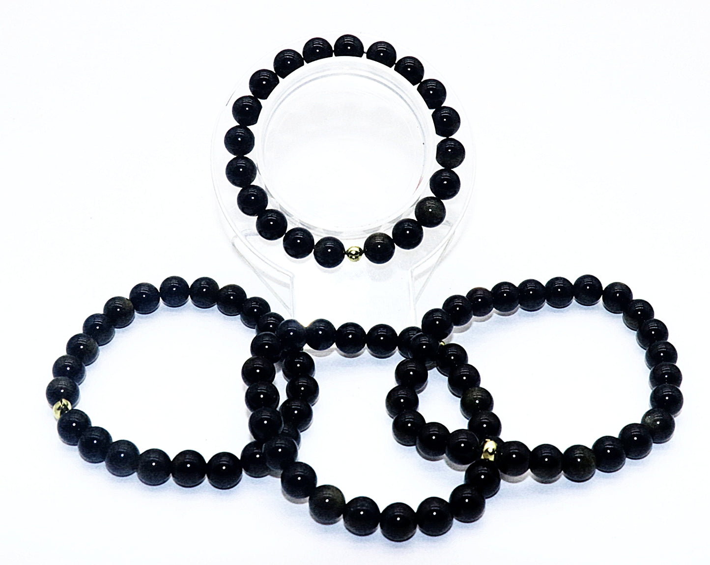 Black Silver Sheen Obsidian Gemstone Bracelet