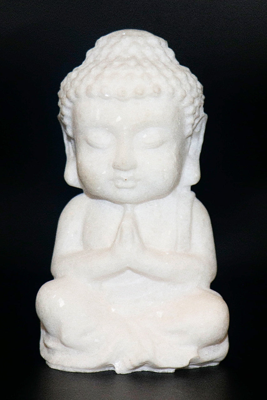 White Jade Gemstone Carved of Buddha Meditating