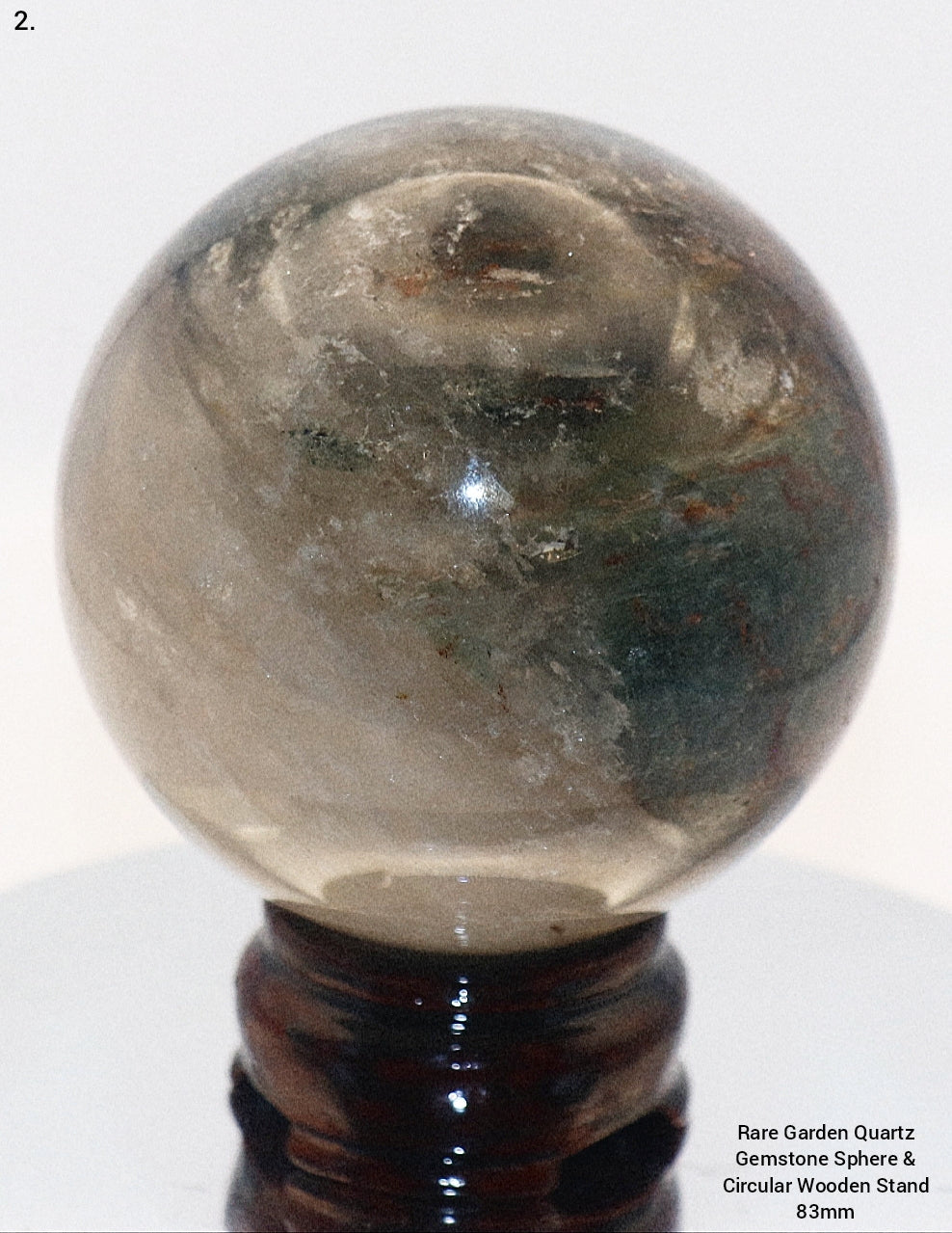 60-70mm - 70-80mm Rare Garden Quartz Gemstone Spheres & Circular Wooden Stand