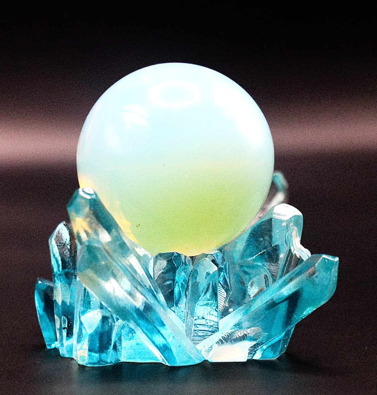 Opalite Sphere & Fabricated Crystal Stand