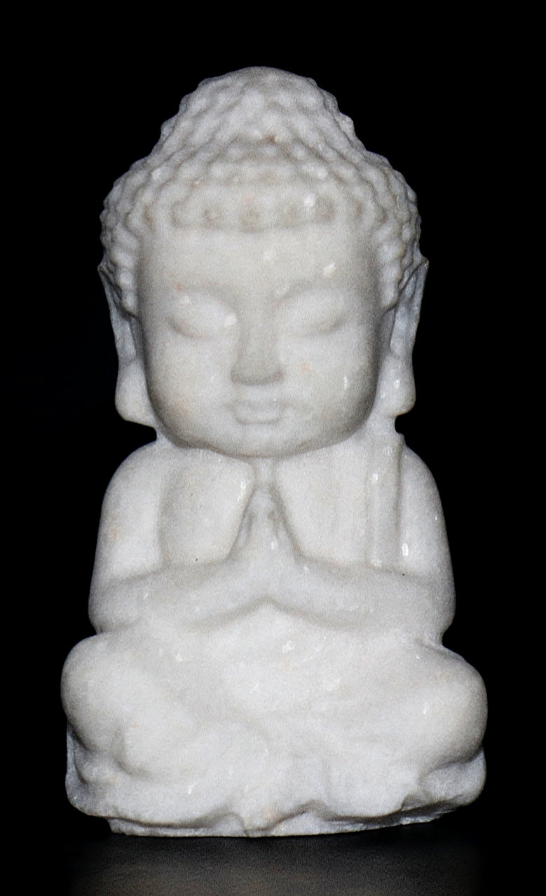 White Jade Gemstone Carved of Buddha Meditating