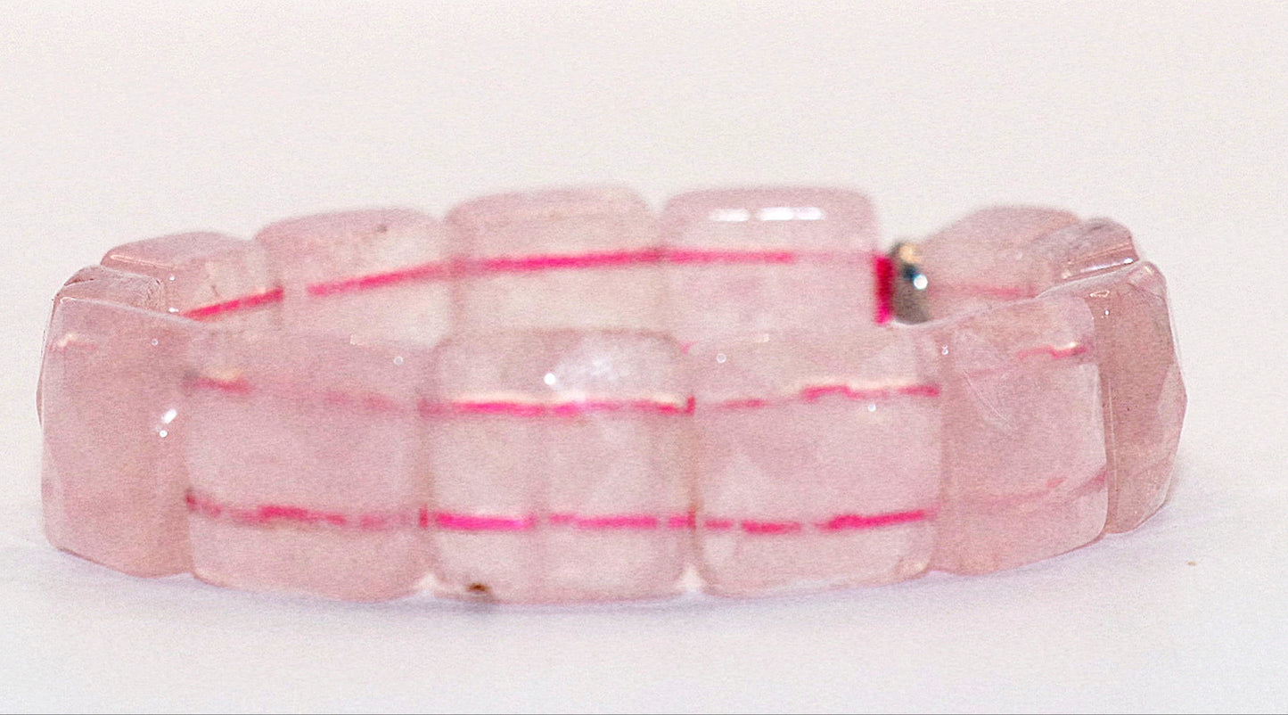 Rose Quartz Gemstone Flats Gemstone Bracelet