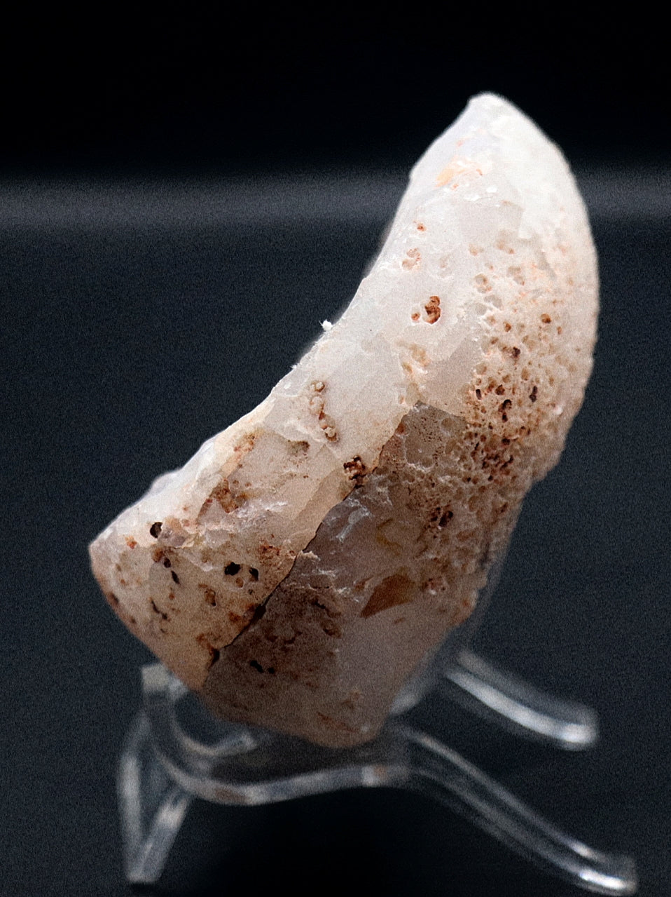 Rare White Agate Gemstone Specimen & Stand