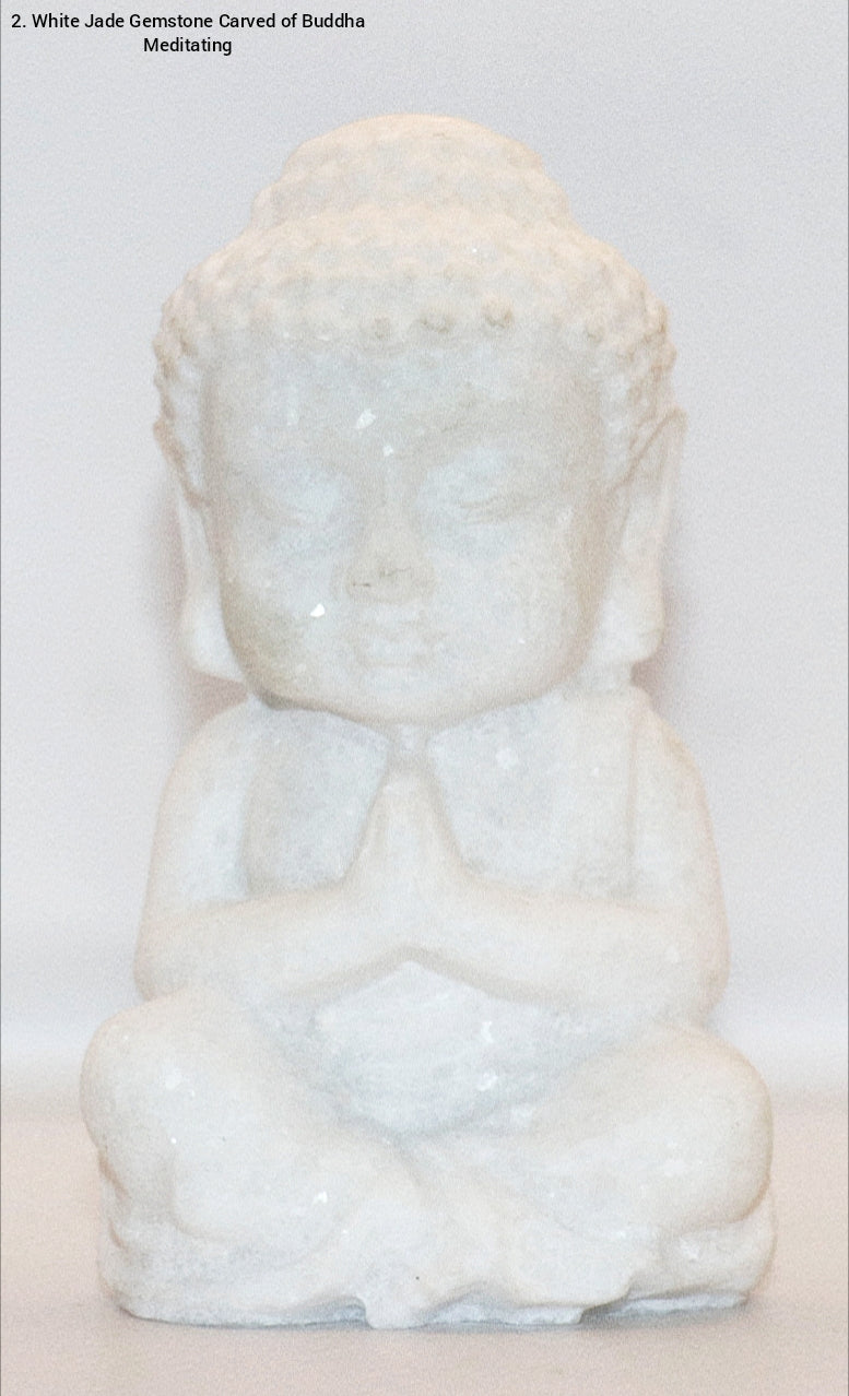 White Jade Gemstone Carved of Buddha Meditating