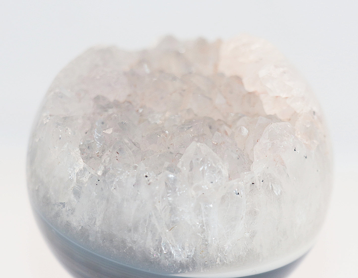 Blue Lace Agate Gemstone Sphere & Clear Square Stand