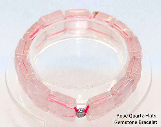 Rose Quartz Gemstone Flats Gemstone Bracelet