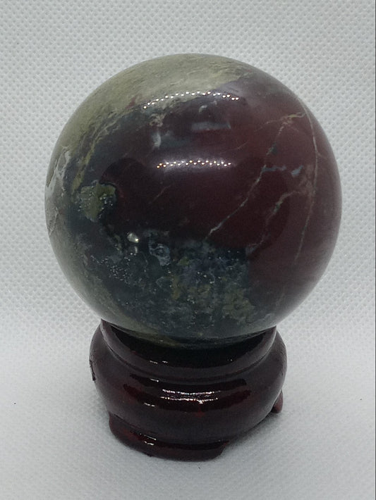 50mm Natural Dragon Blood Jasper Sphere & Stand