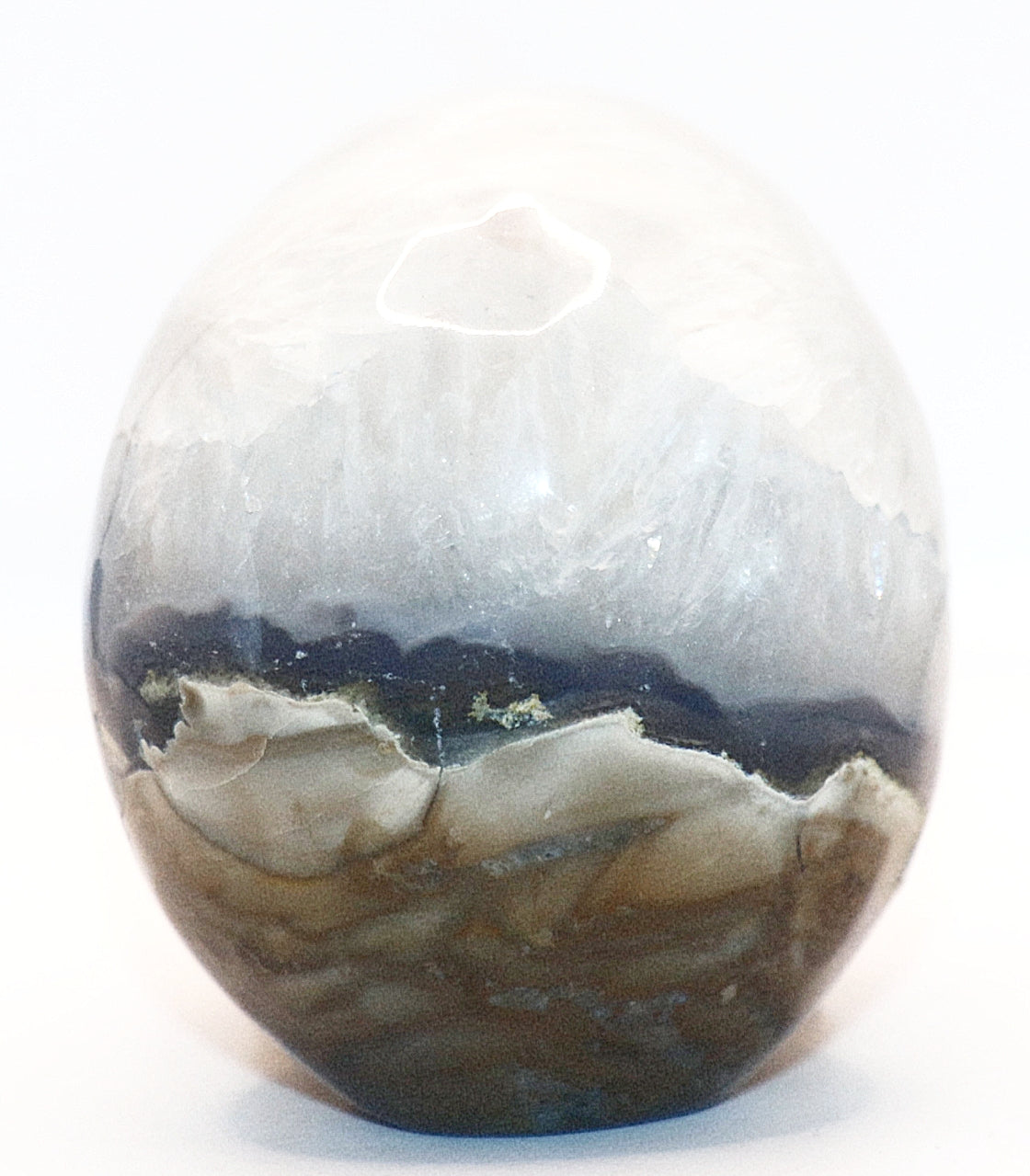 Volcanic Agate Gemstone Curved Skull With UV Reaction