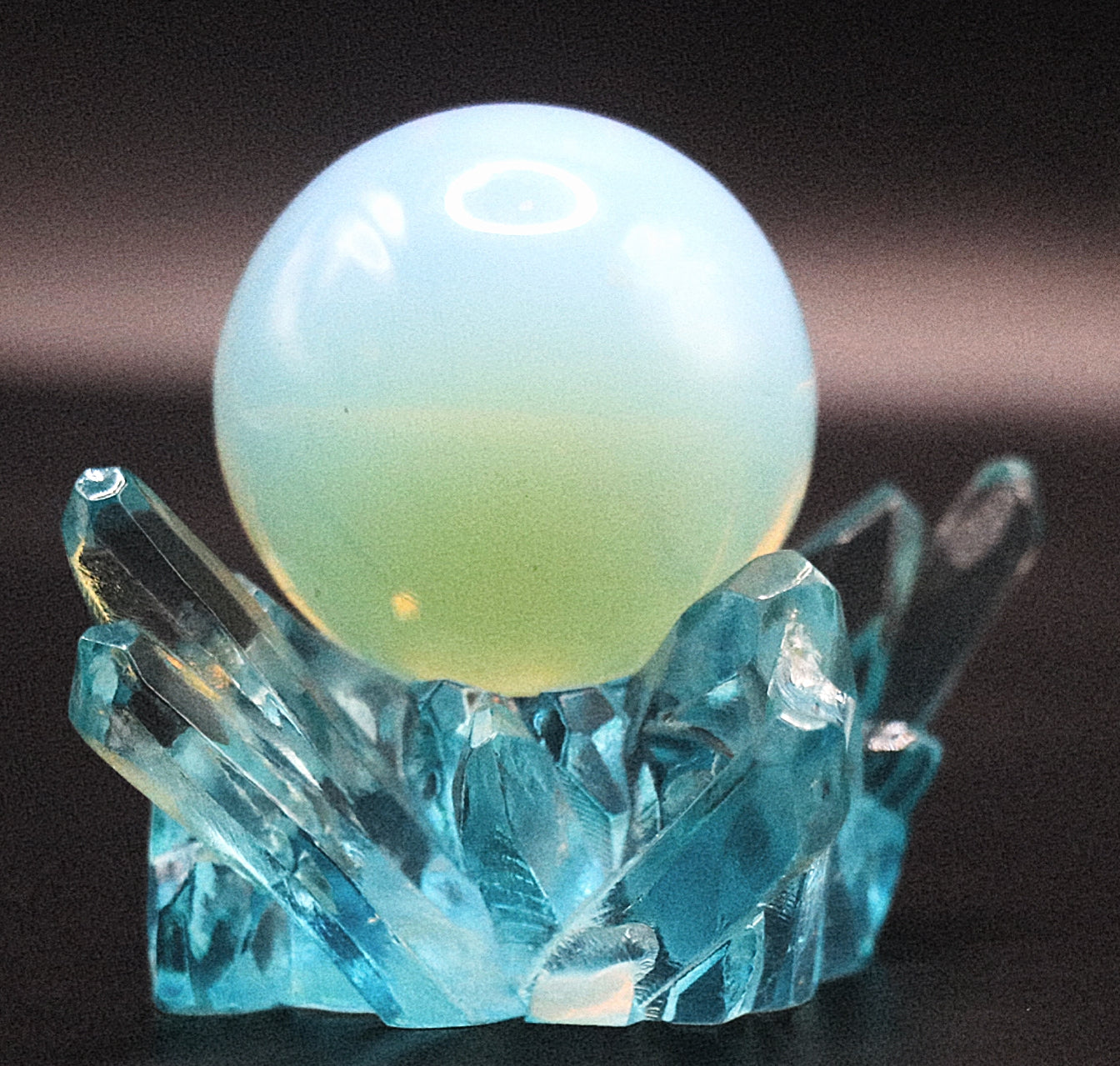 Opalite Sphere & Fabricated Crystal Stand