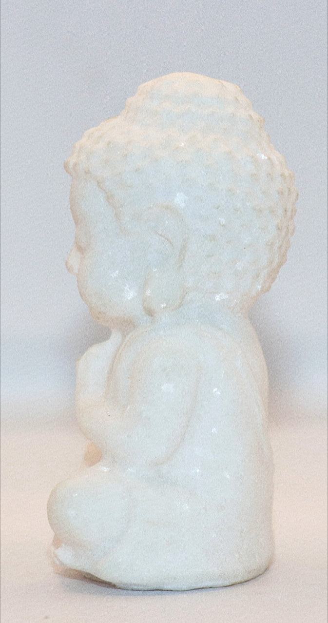 White Jade Gemstone Carved of Buddha Meditating
