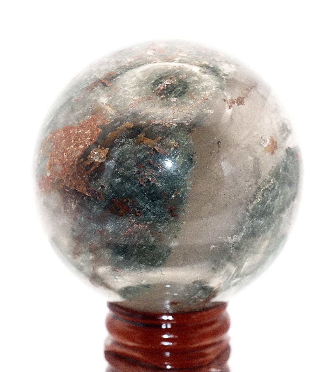 60-70mm - 70-80mm Rare Garden Quartz Gemstone Spheres & Circular Wooden Stand