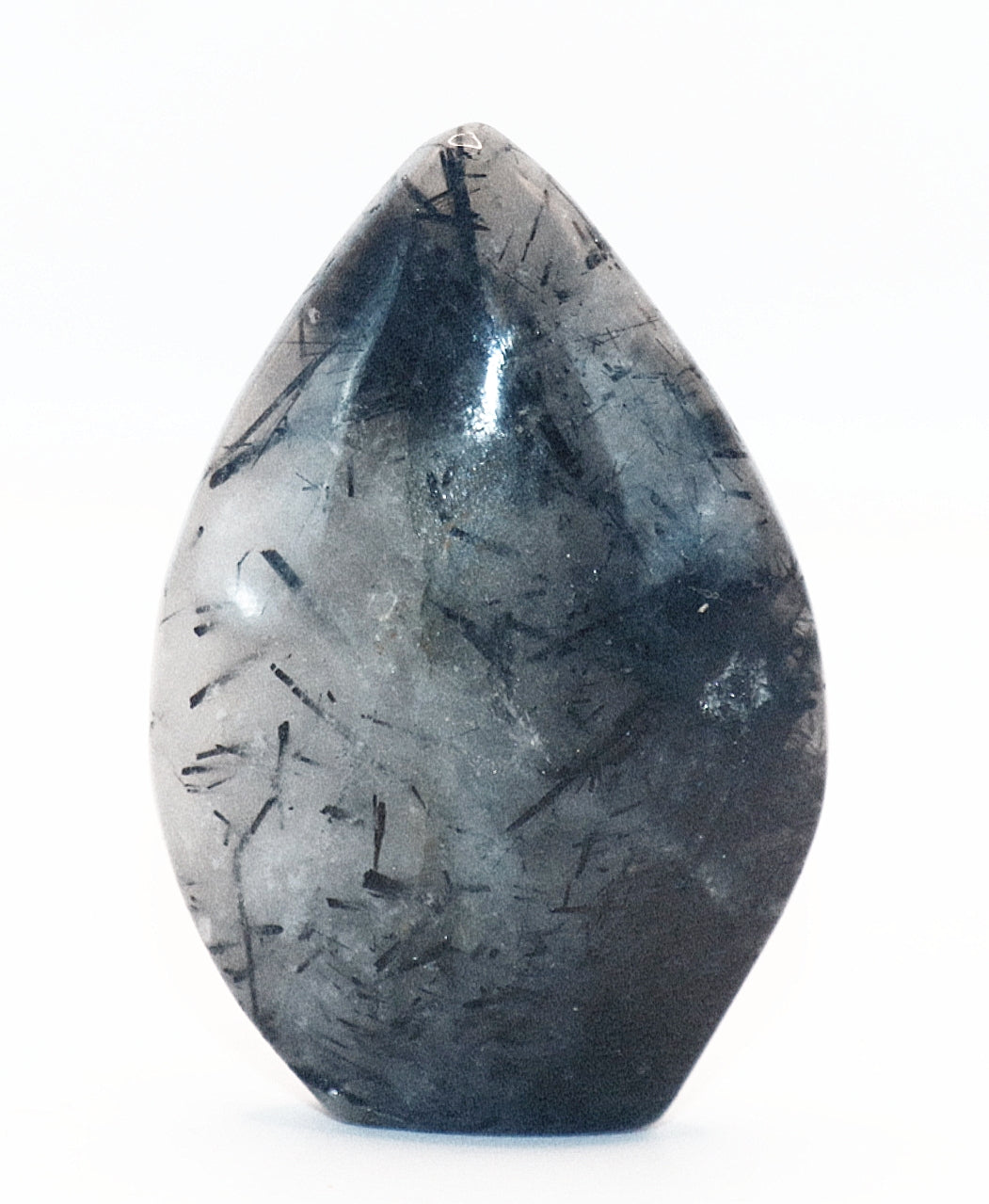 Rare Black Tourmaline Gemstone Curved Tear Drop & Curved Heart