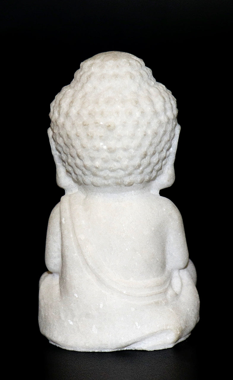 White Jade Gemstone Carved of Buddha Meditating