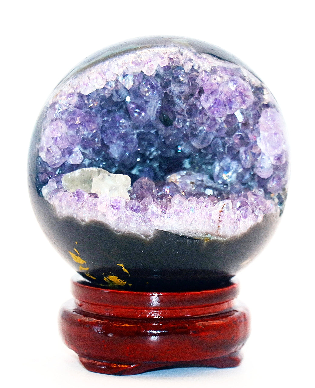 (Pac-Man) Purple Amethyst Gemstone Sphere & Glass Square Stand