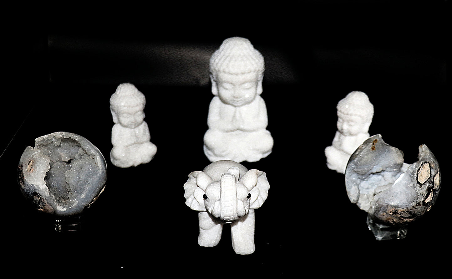 White Jade Gemstone Carved of Buddha Meditating