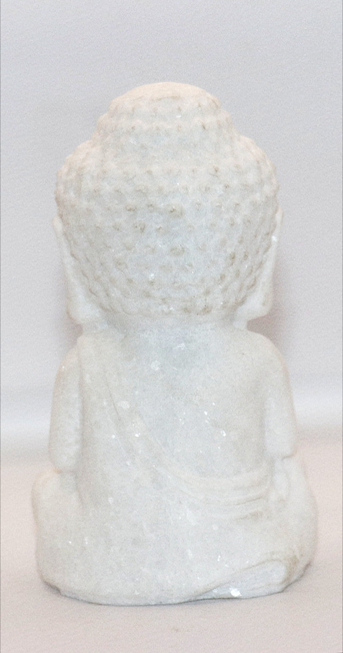 White Jade Gemstone Carved of Buddha Meditating